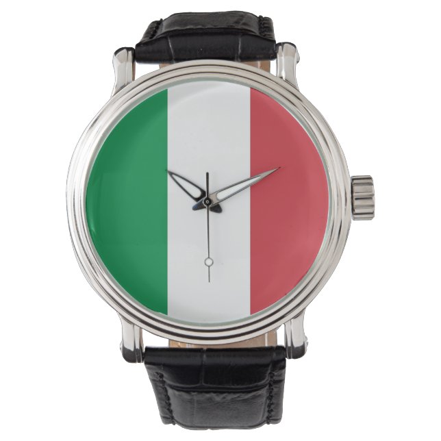Patriottisch, speciaal horloge met vlag van Italië (Voorkant)