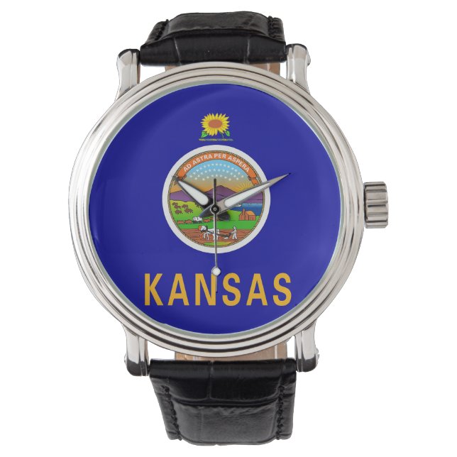 Patriottisch, speciaal horloge met vlag van Kansas (Voorkant)