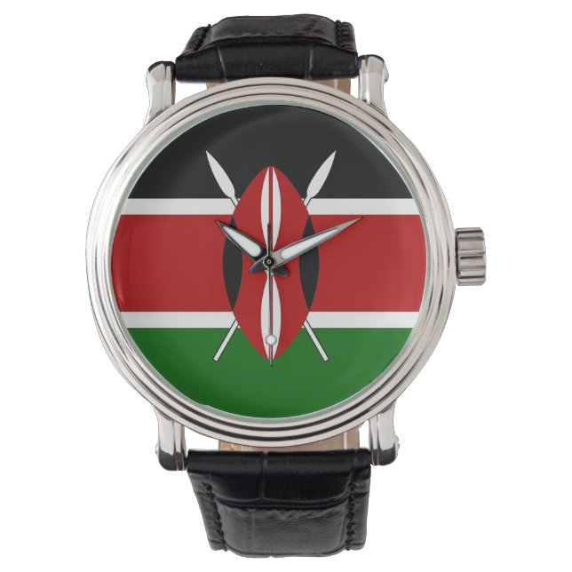 Patriottisch, speciaal horloge met vlag van Kenia (Voorkant)