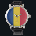 Patriottisch, speciaal horloge met vlag van Roemen<br><div class="desc">Voeg een vleugje Roemeense trots toe aan uw accessoires met ons exclusieve handhorloge met de vlag van Roemenië! Dit handhorloge is gemaakt met nauwgezette aandacht voor detail en is meer dan alleen een uurwerk; het is een viering van het erfgoed en de culturele trots van Roemenië. Het levendige ontwerp toont...</div>