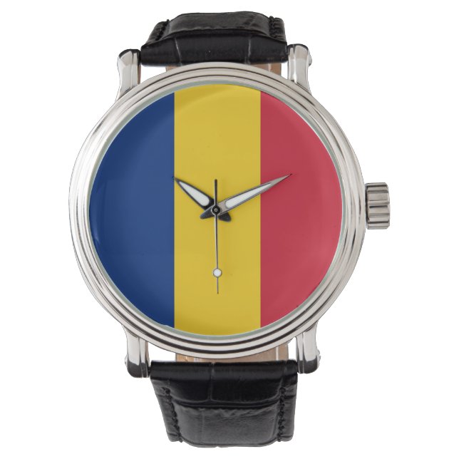 Patriottisch, speciaal horloge met vlag van Roemen (Voorkant)