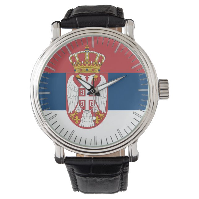 Patriottisch, speciaal horloge met vlag van Servië (Voorkant)