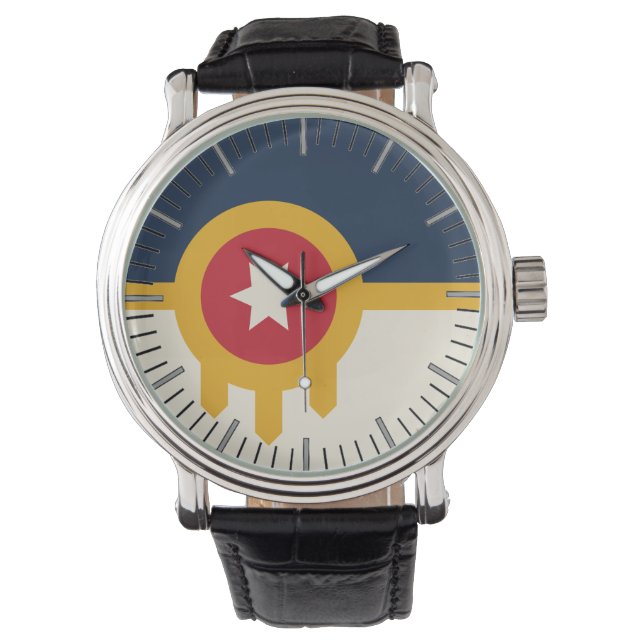 Patriottisch, speciaal horloge met vlag van Tulsa  (Voorkant)