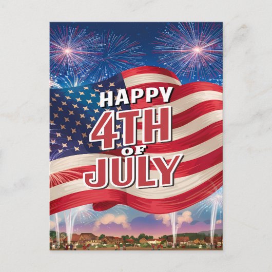 Patriottisch spektakel Amerikaanse vlag wuiven Feestdagenkaart (Voorkant)