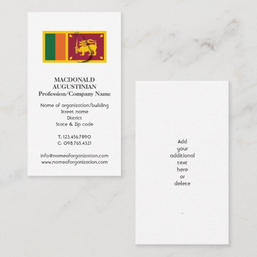 patriottisch | SRI LANKA FLAG Toevoegen | Foto Visitekaartje (Voorkant / Achterkant)
