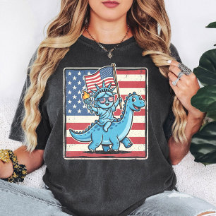 Patriottisch standbeeld Liberty dinosaurus VS T-shirt