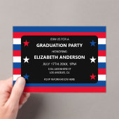 Patriottisch Stars & Stripes Afstuderen Acryl Uitnodigingen (Insitu (Draagbaar))