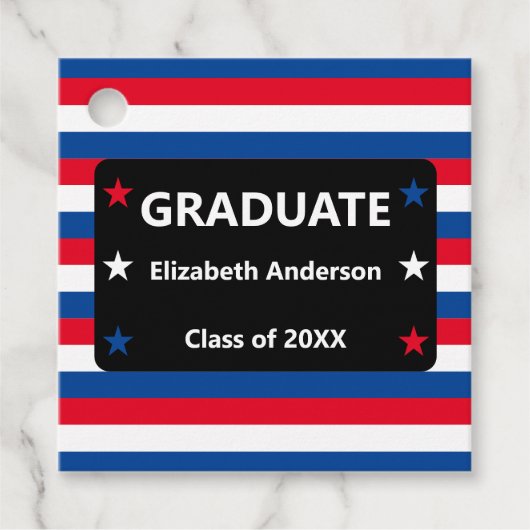 Patriottisch Stars & Stripes Afstuderen Bedankjes Labels (Voorkant)