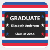 Patriottisch Stars & Stripes Afstuderen Vierkante Sticker (Voorkant)