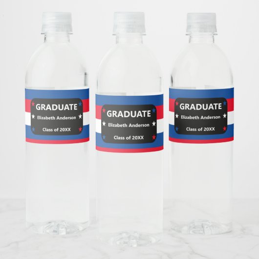 Patriottisch Stars & Stripes Afstuderen Waterfles Etiket (Flessen)