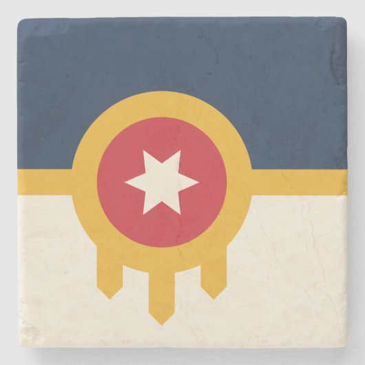 Patriottisch stenen onderzetter met de vlag van Tu (Voorkant)