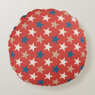 Patriottisch sterrenpatroon in Amerikaanse stijl Rond Kussen