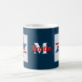 Patriottisch Sterrenpatroon Monogram Rood Wit Blau Koffiemok (Center)