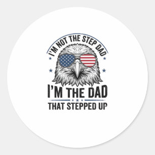 Patriottisch stiefvader adelaar vintage shirt ontw ronde sticker