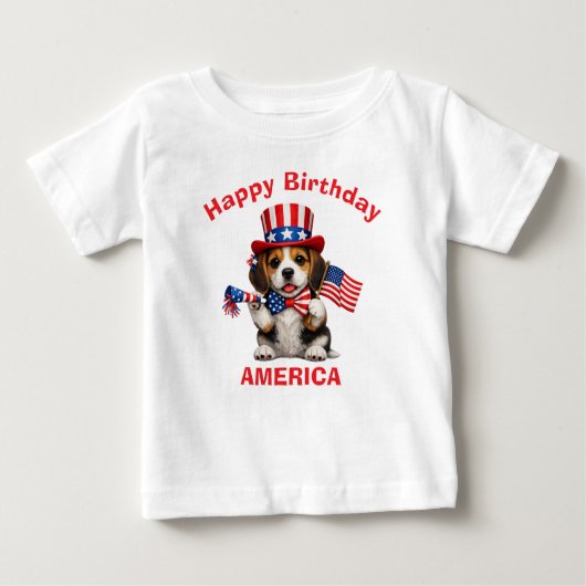Patriottisch T-shirt voor kinderen met Beagle Pupp (Voorkant)