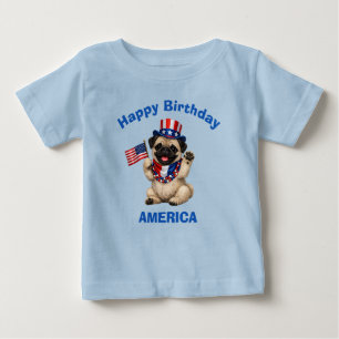 Patriottisch T-Shirt voor Peuter met Pug Puppy (2j