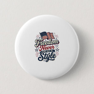 Patriottisch T-shirt 'Vrijheid gaat nooit uit de m Ronde Button 5,7 Cm