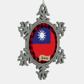 Patriottisch Taiwan, buffelvlek, Taiwanese vlag Tin Sneeuwvlok Ornament (Links)