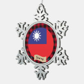Patriottisch Taiwan, buffelvlek, Taiwanese vlag Tin Sneeuwvlok Ornament (Rechts)