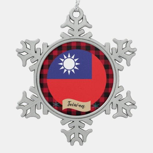 Patriottisch Taiwan, buffelvlek, Taiwanese vlag Tin Sneeuwvlok Ornament (Voorkant)