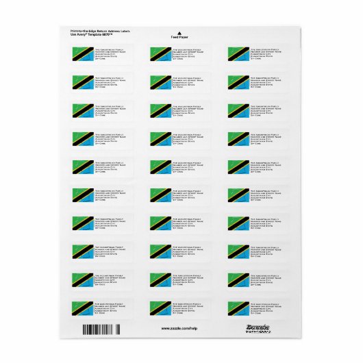 Patriottisch | TANZANIA FLAG Etiket (Full Sheet)