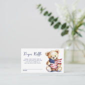 Patriottisch Teddy Bear Luier Raffle Baby shower Informatiekaartje (Staand voorkant)