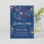 Patriottisch Tennis & Vuurwerk 4 juli Feest Kaart (Staand voorkant)