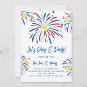 Patriottisch Tennis & Vuurwerk 4 juli Feest Kaart (Voorkant)