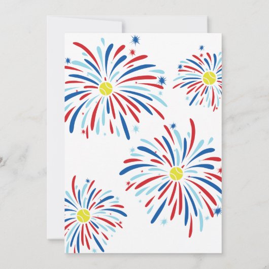 Patriottisch Tennis & Vuurwerk 4 juli Feest Kaart (Achterkant)