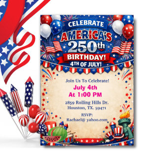 Patriottisch thema 250e America's 250e BBQ Kaart