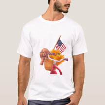 Patriottisch thema met puppy, vlag en zonnebloem