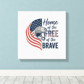 Patriottisch thuis van de vrije dappere helm shirt canvas afdruk (Insitu (Houten vloer))