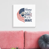 Patriottisch thuis van de vrije dappere helm shirt canvas afdruk (Insitu (Woonkamer))