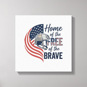 Patriottisch thuis van de vrije dappere helm shirt canvas afdruk
