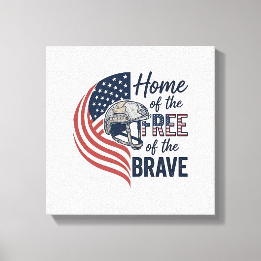 Patriottisch thuis van de vrije dappere helm shirt canvas afdruk (Voorkant)