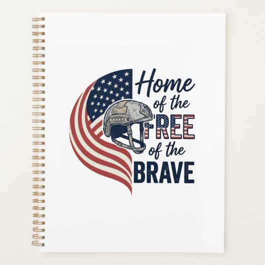 Patriottisch thuis van de vrije dappere helm shirt planner (Voorkant)