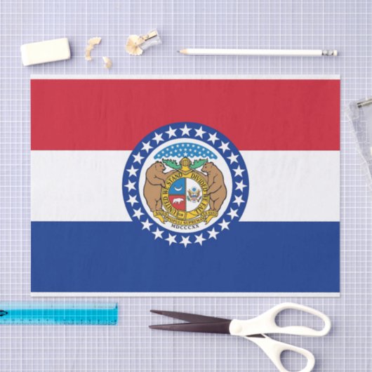 Patriottisch tissuepapier met vlag Missouri, Veren (Craft)