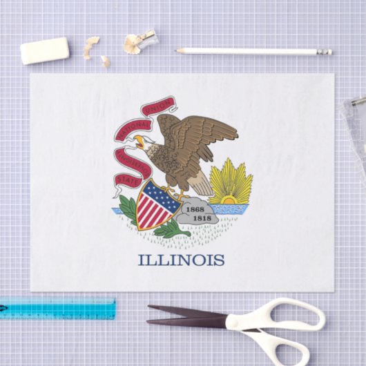 Patriottisch tissuepapier met vlag van Illinois (Craft)