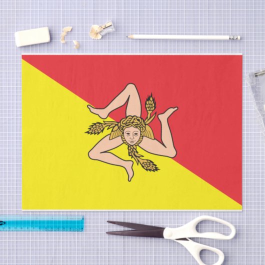 Patriottisch tissuepapier met vlag van Sicilië, It (Craft)