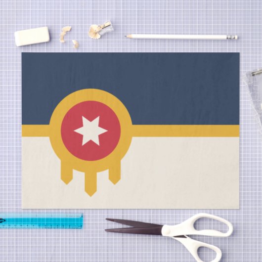 Patriottisch tissuepapier met vlag van Tulsa, VS (Craft)