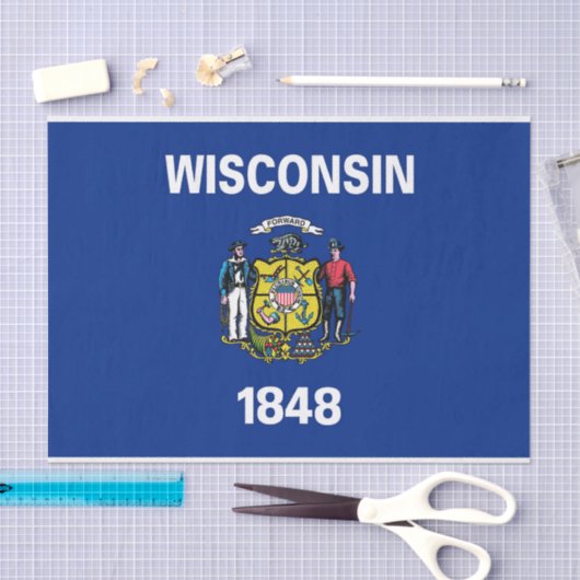 Patriottisch tissuepapier met vlag van Wisconsin,  (Craft)