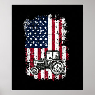 Patriottisch tractor American Flag Tractor Boerder Poster