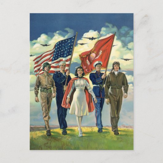  Patriottisch, trots militair personeel Heros Briefkaart (Voorkant)