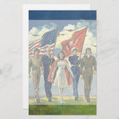  Patriottisch, trots militair personeel Heros Briefpapier (Voorkant / Achterkant)
