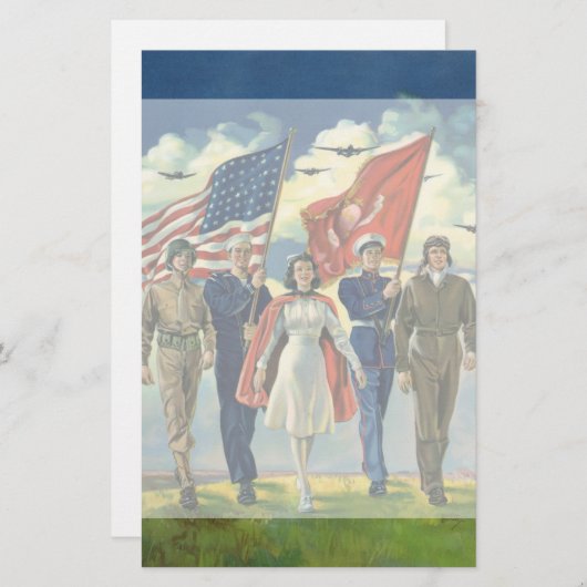  Patriottisch, trots militair personeel Heros Briefpapier (Voorkant / Achterkant)