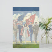  Patriottisch, trots militair personeel Heros Briefpapier (Staand voorkant)