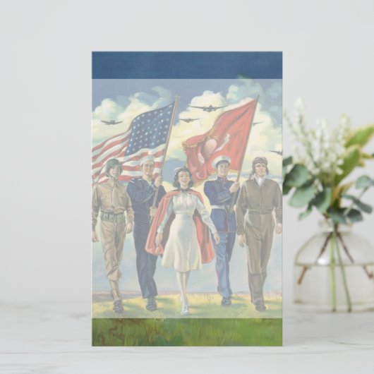 Patriottisch, trots militair personeel Heros Briefpapier (Staand voorkant)