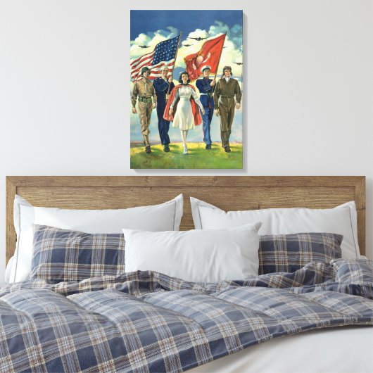 Patriottisch, trots militair personeel Heros Canvas Afdruk (Insitu (Slaapkamer))