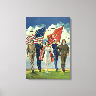  Patriottisch, trots militair personeel Heros Canvas Afdruk