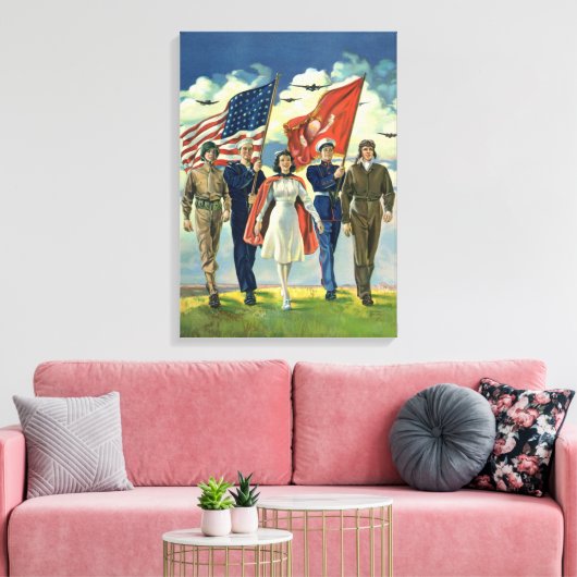 Patriottisch, trots militair personeel Heros Canvas Afdruk (Insitu (Woonkamer))